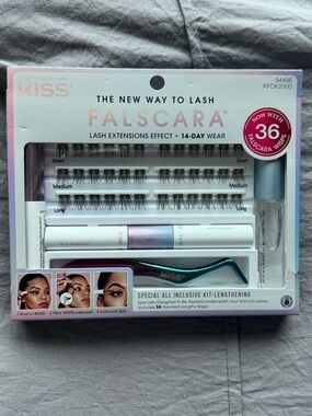 Kiss Falscara Special Edition Starter Kit, Lash Clusters, Lengthening Wisps NWT